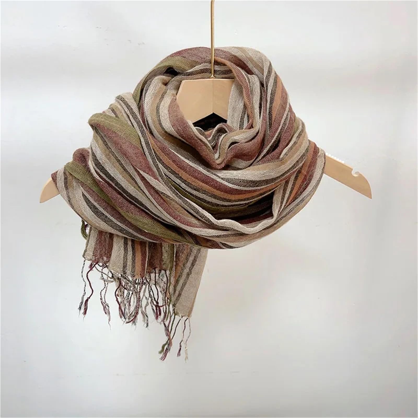 Sciarpa in Cotone e Lino Sciarpa casual a righe in misto cotone e lino