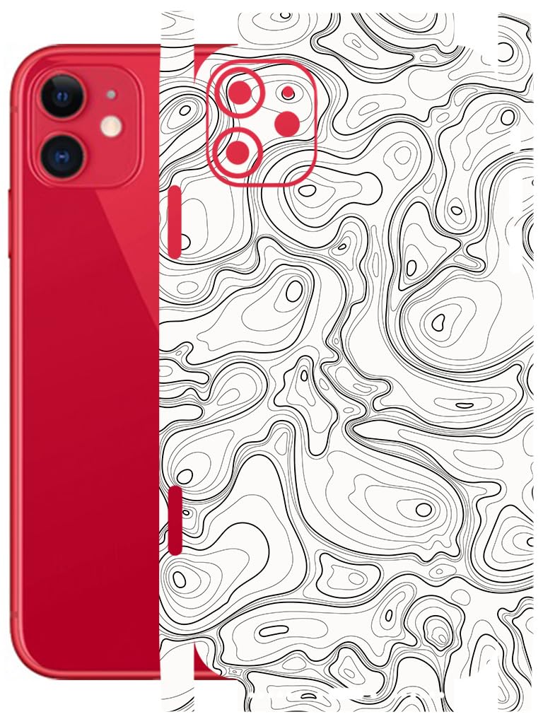AtOdds Mobile Skin Sticker Wrap | Compatible for iPhone 11 | Scratchproof Matte Finish | Full Coverage for All Sides & Camera Protection (White-Terrain)-image-18