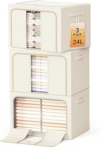 Contenedores de almacenamiento de ropa con marco de metal, caja de almacenamiento plegable, organizadores de ropa, contenedores de almacenamiento