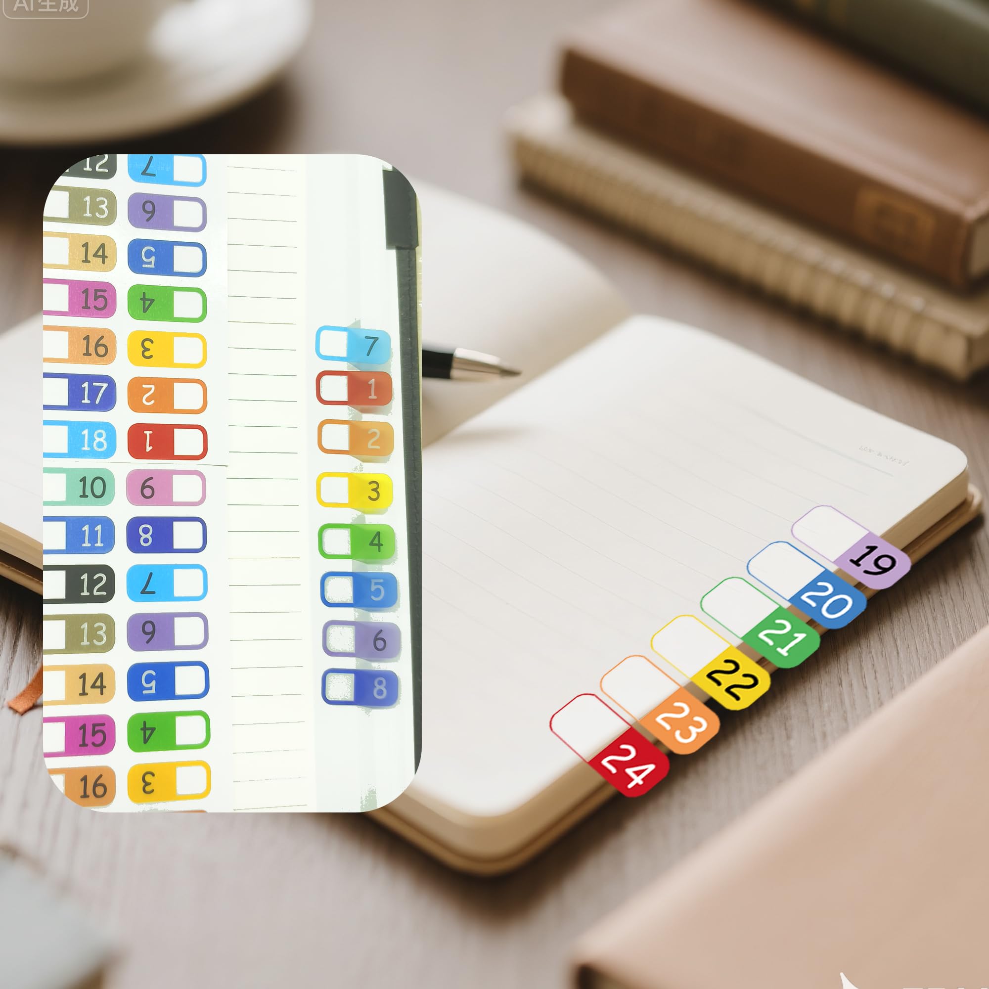 1 to 30 Number Index Labels Multicolor Alphabet Tabs A-Z Tab
