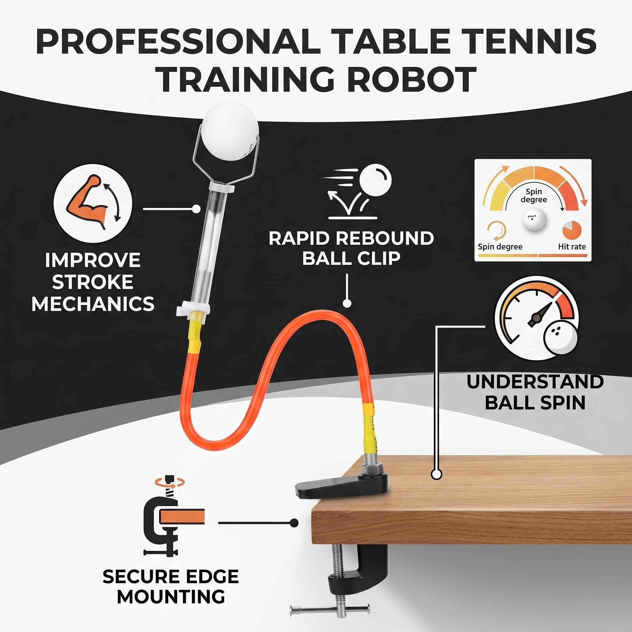 RiToEasysports -Trainingsset, Professioneller Tischtennis-Trainingsroboter, Fixierter Rapid Rebound Ball Clip