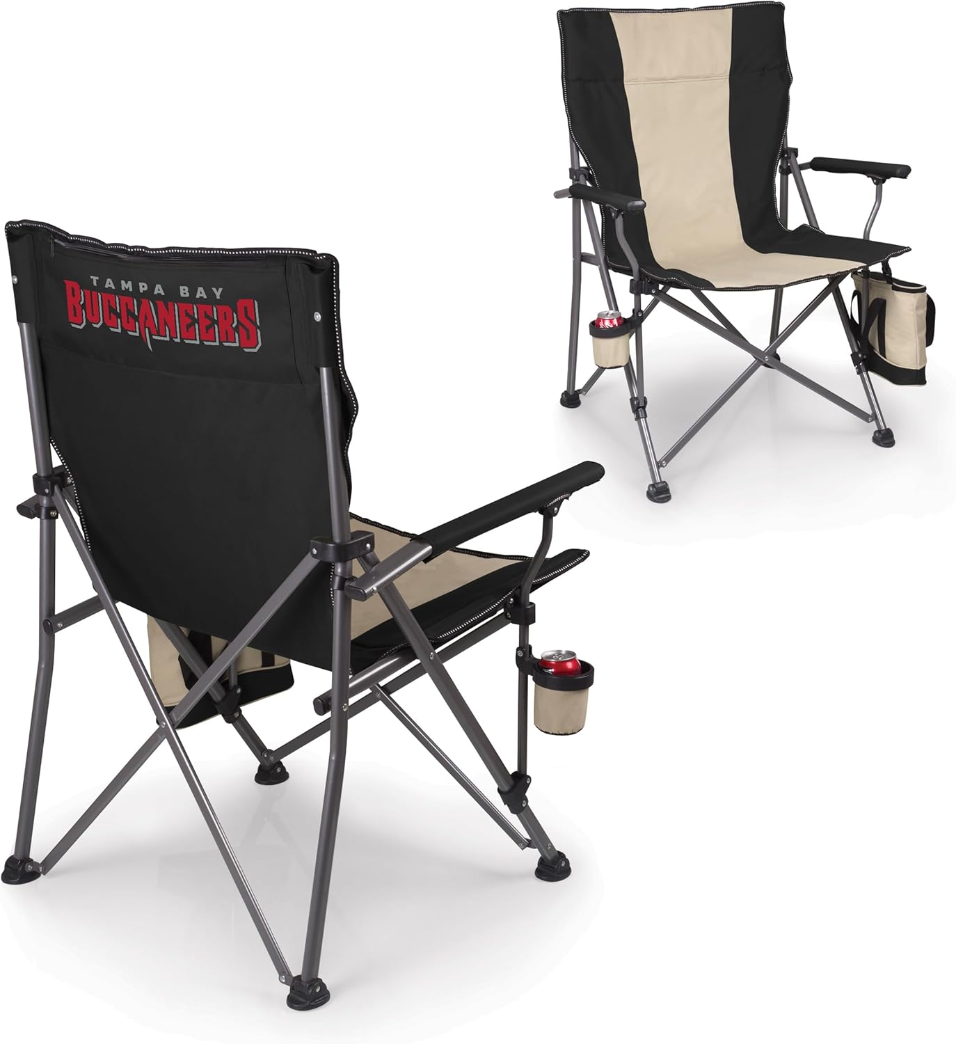 Picnic TIME NFL Tampa Bay Buccaneers Big Bear XXL Camp Chair with Cooler, Heavy Duty Beach Chair, 500 lb Capacity Camping Chair with Carry Bag, (Black)
