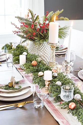 Miniatura 2 de Guirnalda de Navidad de pino de 6 pies, guirnalda de flores artificiales para interiores y exteriores, puerta de jardín, decoración del hogar para