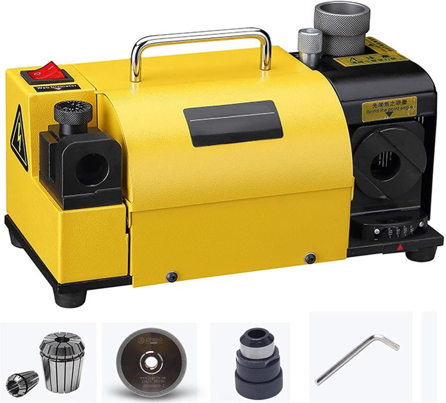 Drill Bit Sharpener –Professional Drill Bit Sharpening Tool Machine, 11 Collects and Angle Adjustable 3-13mm(15mm) 95° to 135° Point Angle Adjustable Drill Bit Re-Sharpener