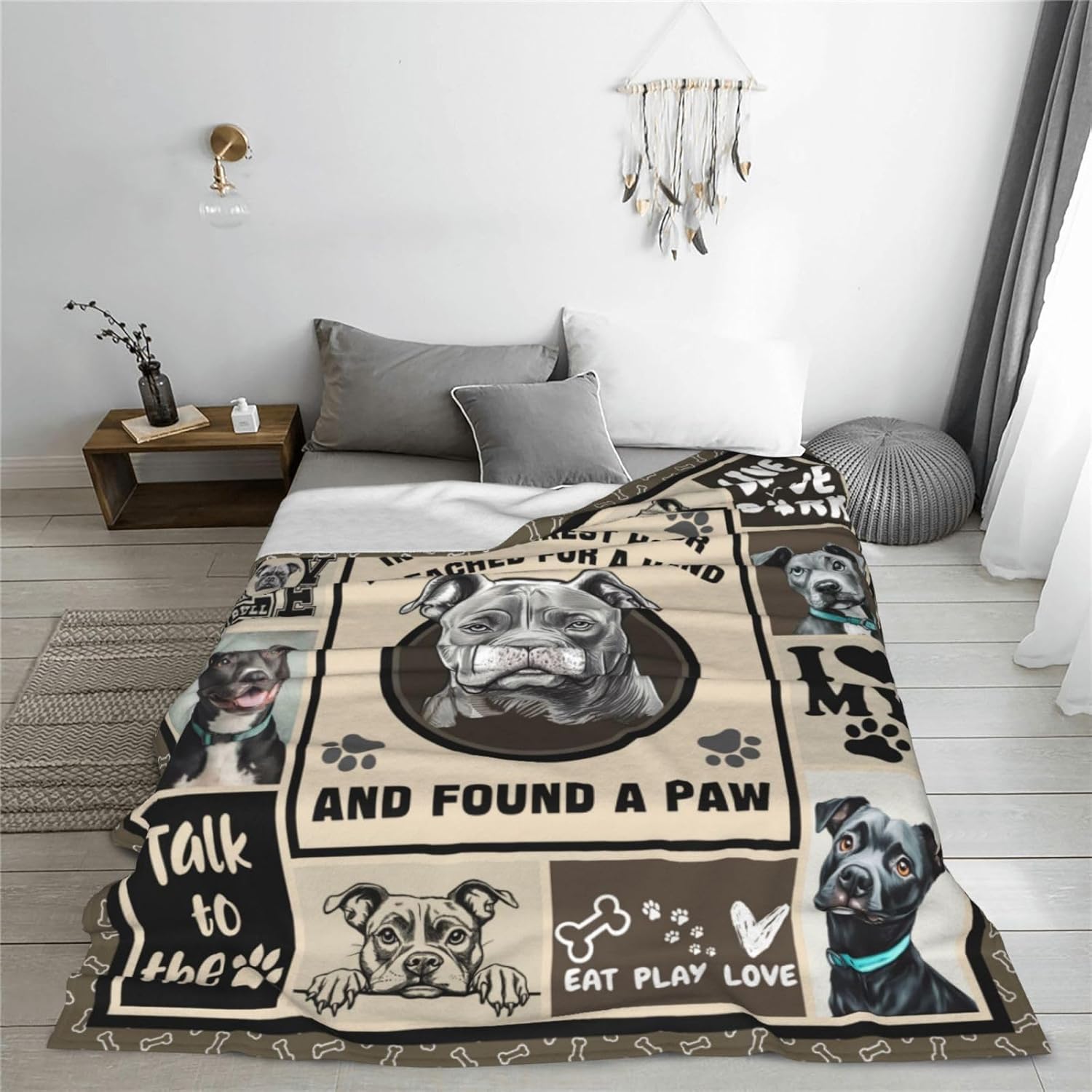 Pitbull Blanket Pitbull Throw Blankets Cozy Fleece Flannel Stuff Plush Lightweight Bedding Dog Lover Gifts for Men Women Adults for Couch Sofa Bed Decor 50"X60"