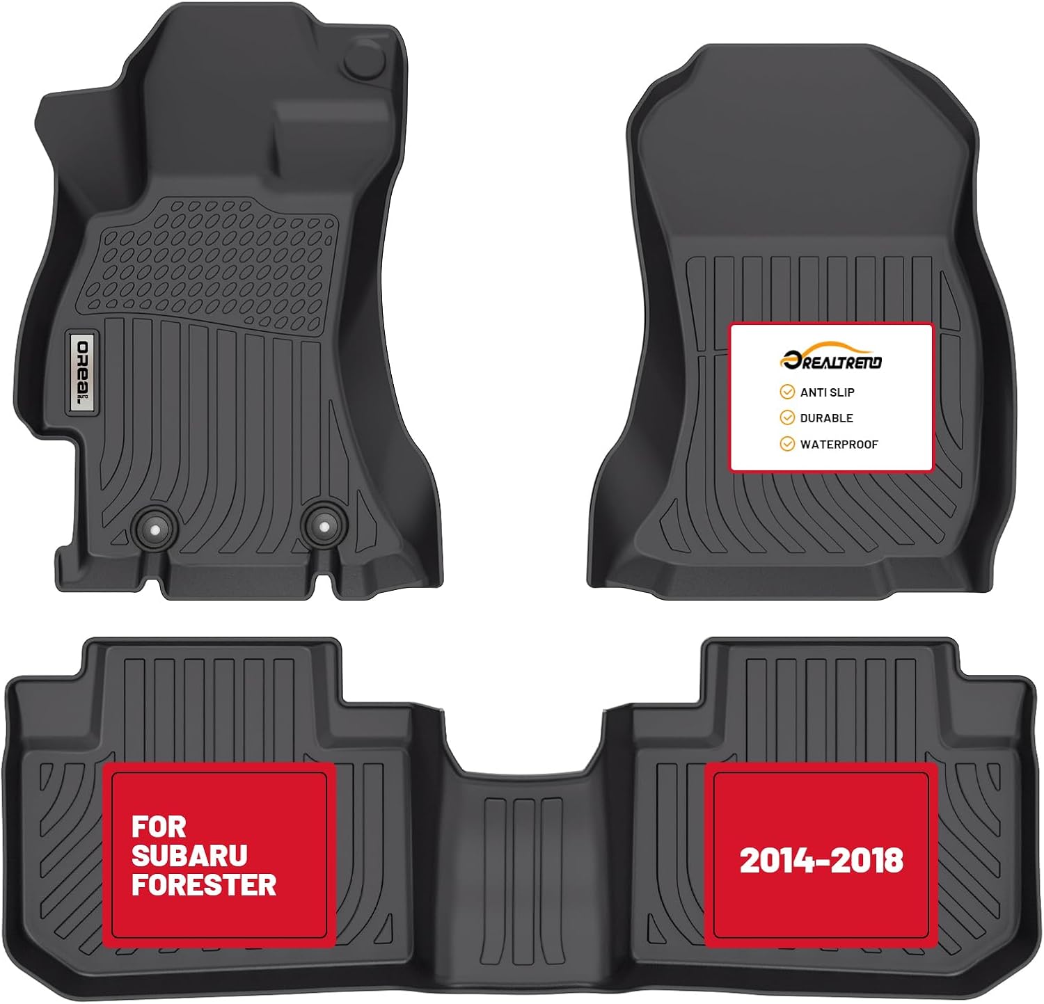 orealtrend Car Floor Mats Replacement for Subaru Forester 2014-2018 Heavy Duty All Weather Guard Front and Rear Carpet-Custom Fit-Tough Odorless Liners Black