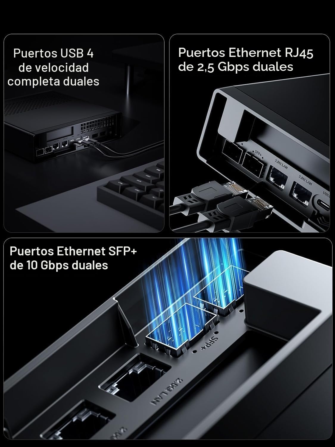 MINISFORUM MS-01 Mini Workstation Intel Core i5-12600H (vPro Enterprise) Mini PC, 2X 10Gbps SFP+/2X 2.5G RJ45/2x USB4/HDIM/1x Ranura PCIe4.0x16/Soporte para 3X M.2 2280/22110/U.2 SSD, sin RAM/SSD