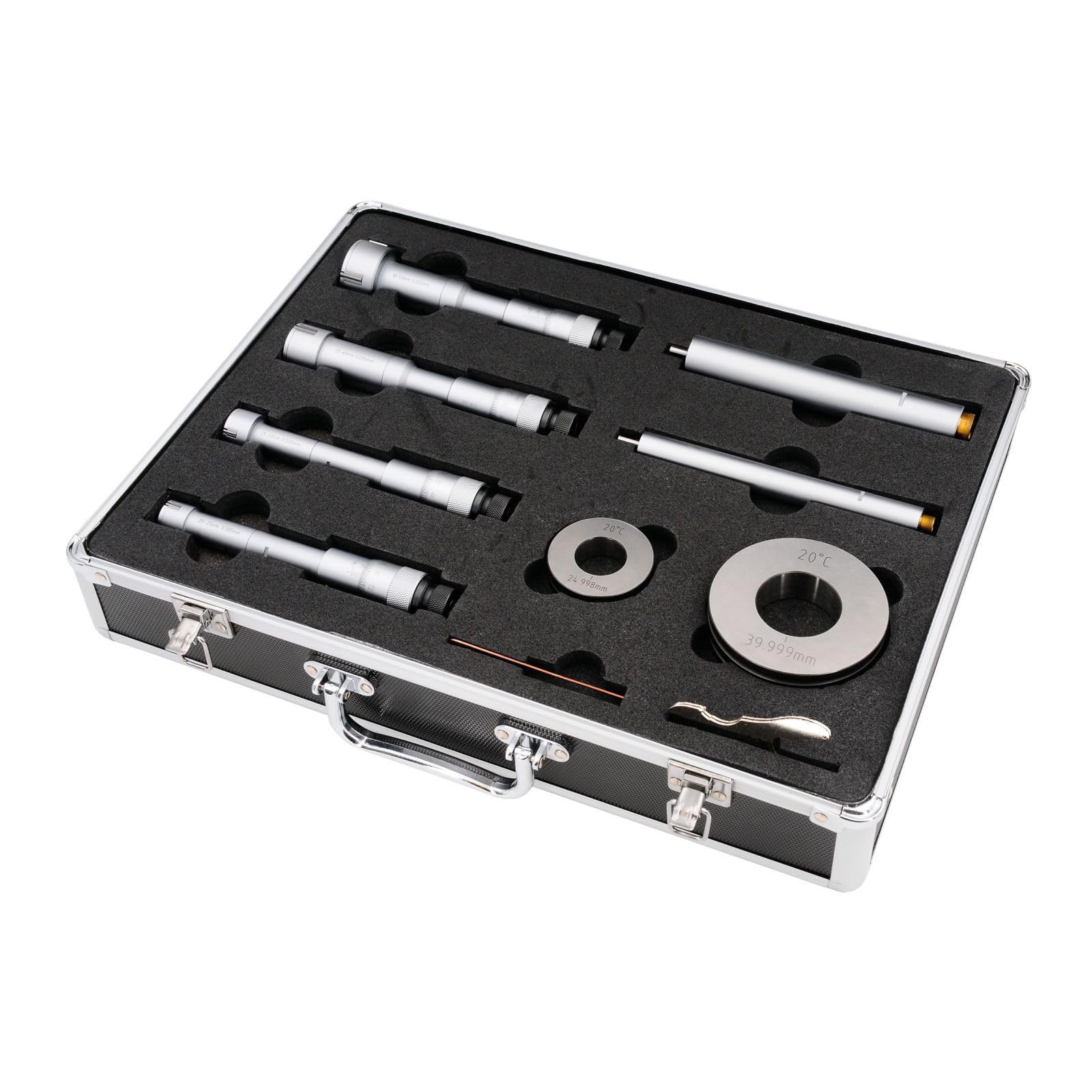ASIMETO Dreipunkt-Innenmessschrauben im Set, Innenmikrometer analog, Messbereich 12-20 mm