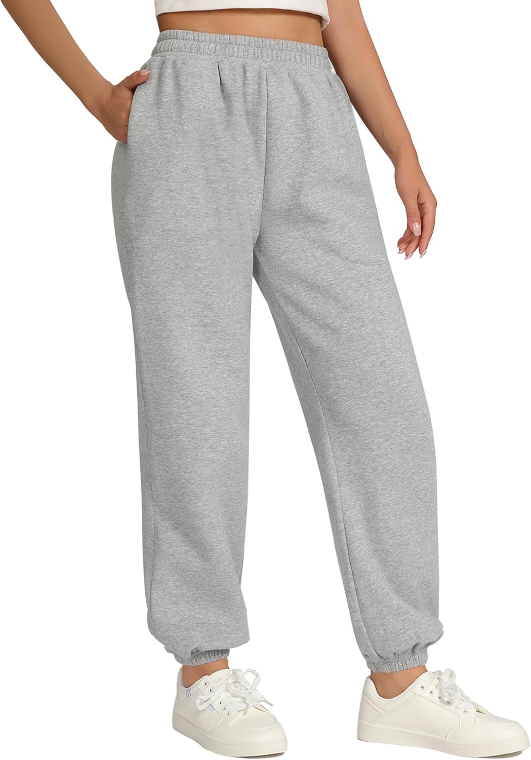 skytiebee Women's Sweatpants Fleece Lined Baggy Joggers Sweat Pants High Waisted Lounge Cinch Bottoms with Pocket, S-XL
