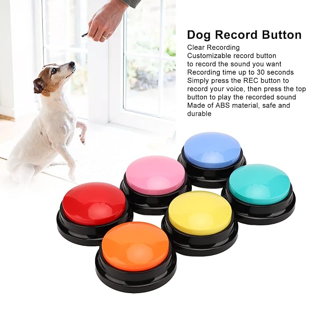 Foto 3 de 8 de Campana de Entrenamiento para Mascotas Paquete de 6 Zumbadores para Perros con Función de Grabación Timbres…