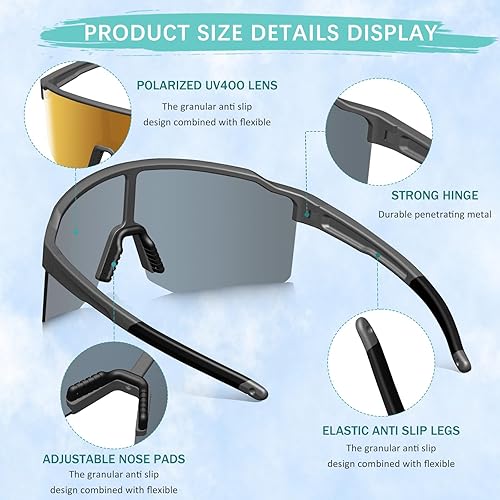 Miniatura 5 de Gafas de sol polarizadas para hombres y mujeres, protección UV400, gafas de sol deportivas, gafas de béisbol para pesca MTB