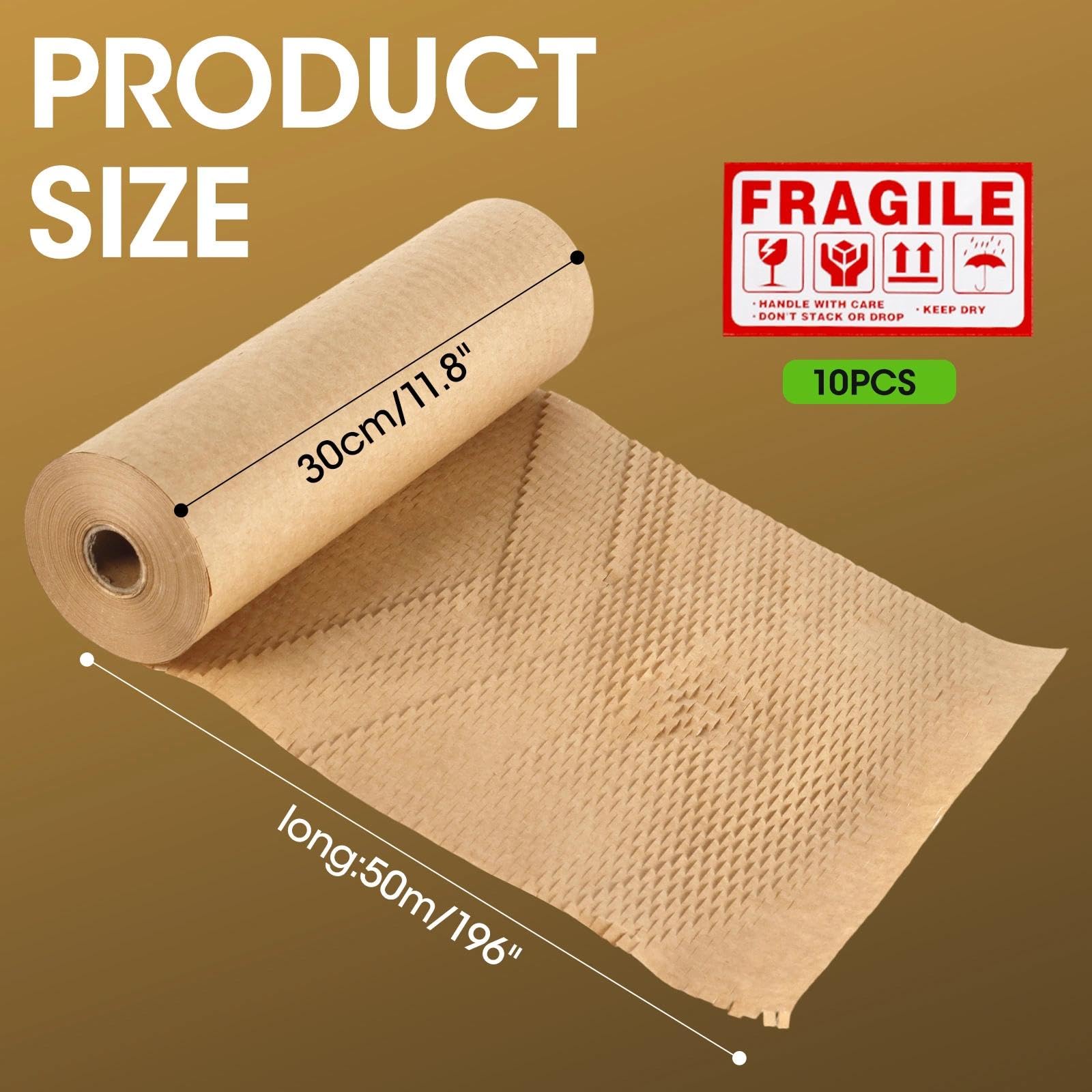 Papier d'emballage en nid d'abeille 30cm x 50m Rouleaux de Calage Recyclés pour Protection Objets Fragiles