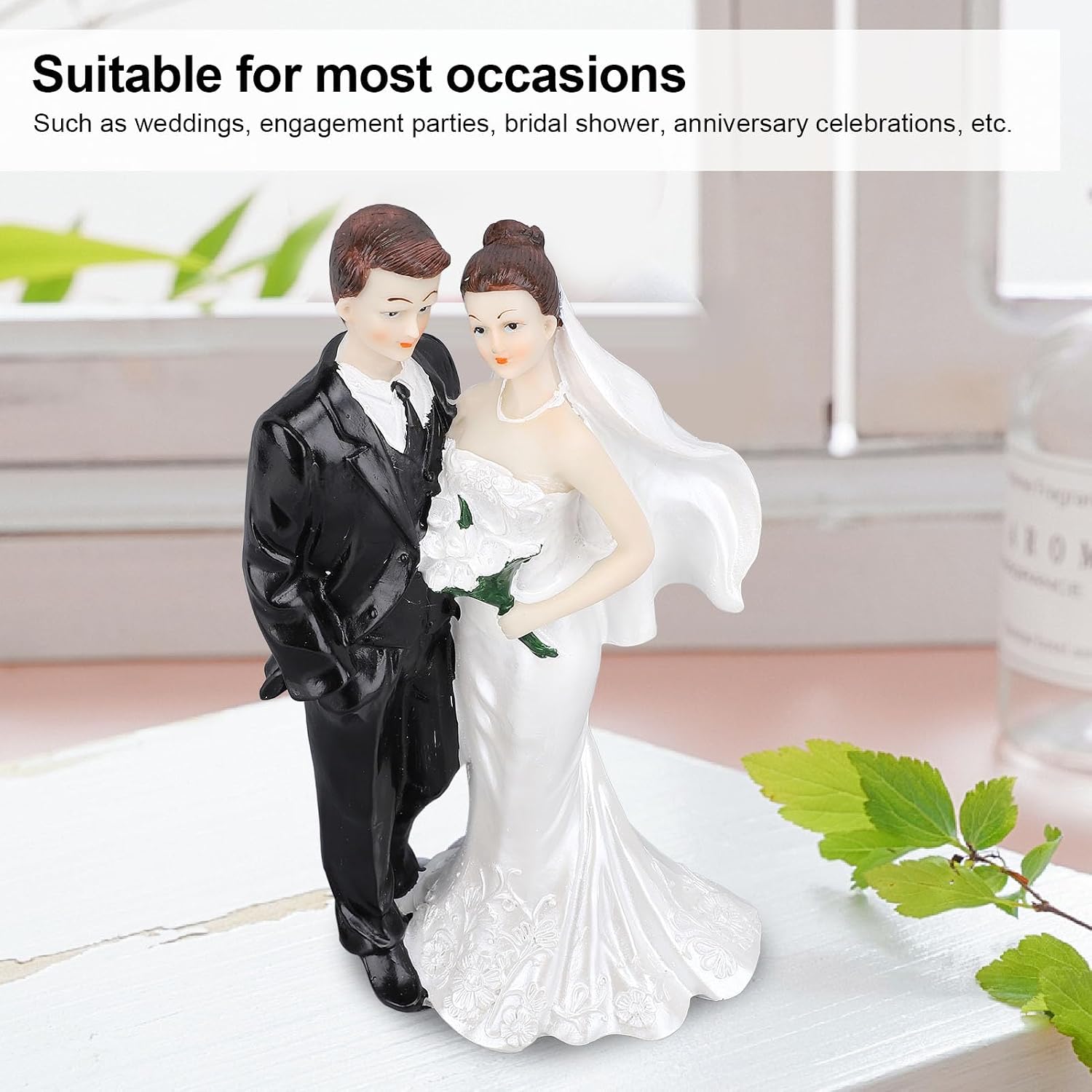 9.45in Modern Wedding Cake Topper Bride and Groom Statue - Romantic Couple Figurine for Engagement Party, Desk Decoration, Anniversary Celebration