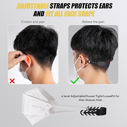 Miniatura 3 de KN95 - Cubrebocas desechables para adultos, paquete de 100 mascarillas KN95 ajustables, protección de 5 capas, transpirable, cómodo, respirador,