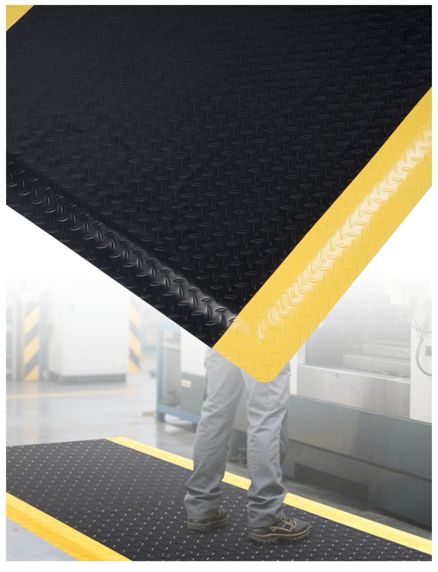 GTHTUHFD Anti-Fatigue Standing Mat 40X100Cm - Heavy Duty Commercial Grade With Yellow Border & Diamond Plate Design - Ergonomic Work Mat For Comfort & Support,70X100CM