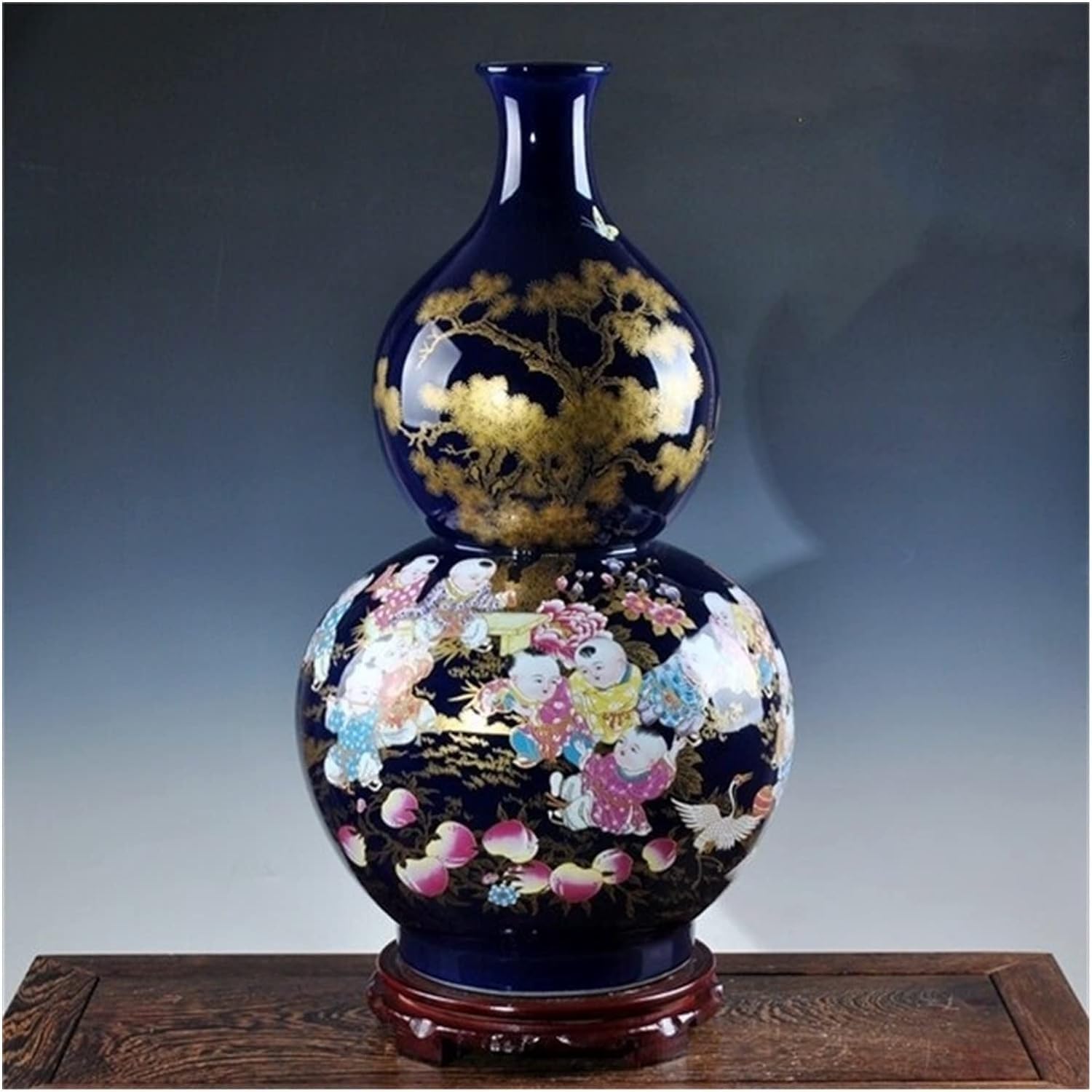 Vase Desktop Antique Porcelain Royalblue Desgin Big Floor Chinese Classical Decoration Large Ancient Palace Vases(G)
