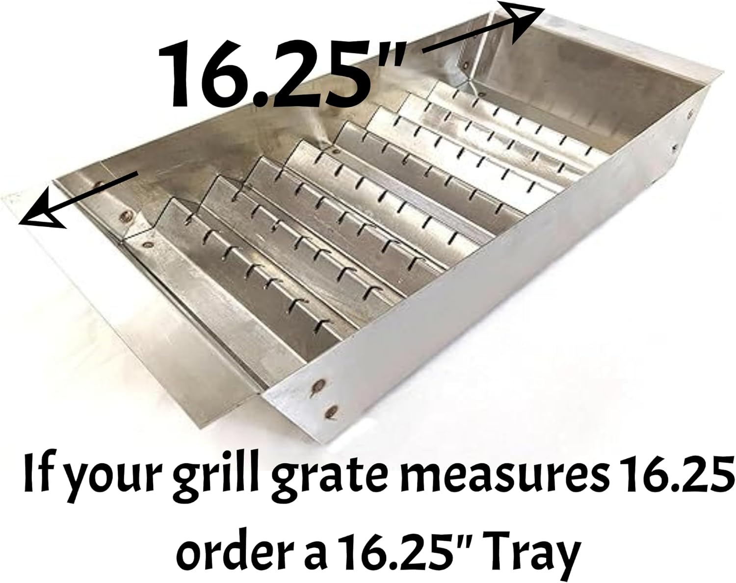 Generic (16-1/4 inch) Qwik-Char Charcoal and Smoker Tray Choose from Multiple Sizes to fit Most Gas Grills. Please Measure Your Grill Grate and Choose The Correct Size Below., stainless steel