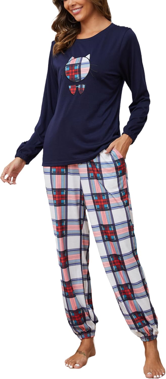 Pigiama a Maniche Lunghe in Cotone con Bottoni a Maniche Lunghe da Donna in Colore Set da Pigiama Slim per la casa Pigiama Donna Estivo Allattamento Pigiama Morbido (Blue, XXXL