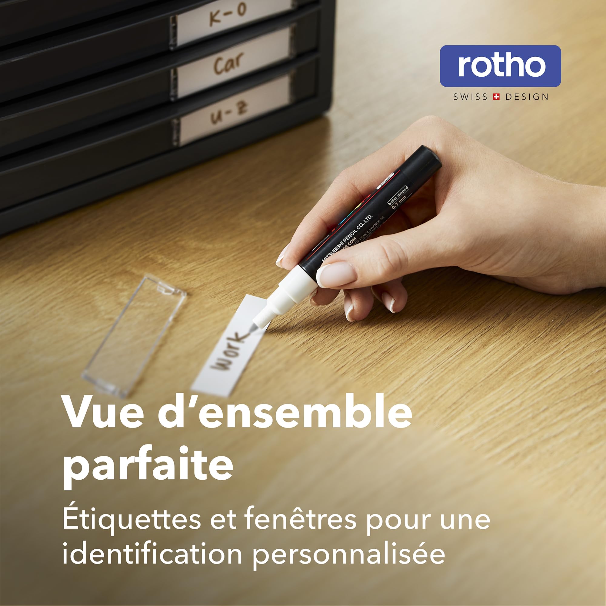 Rotho Timeless Boîte à tiroirs/boîte de bureau avec 10 tiroirs, Plastique (PS) sans BPA, anthracite, (34.5 x 29.0 x 32.0 cm)
