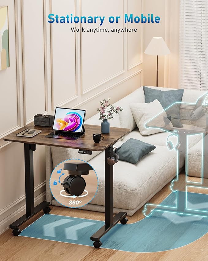Escritorio Eléctrico Ajustable 32" Pequeño con Ruedas miniatura 4