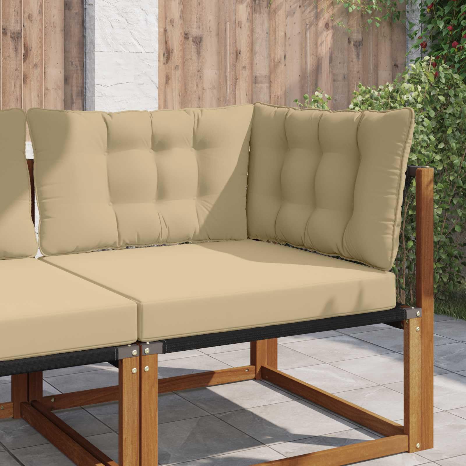 Coussin de canapé d'extérieur en polyester beige premium lot de 3 pour terrasse