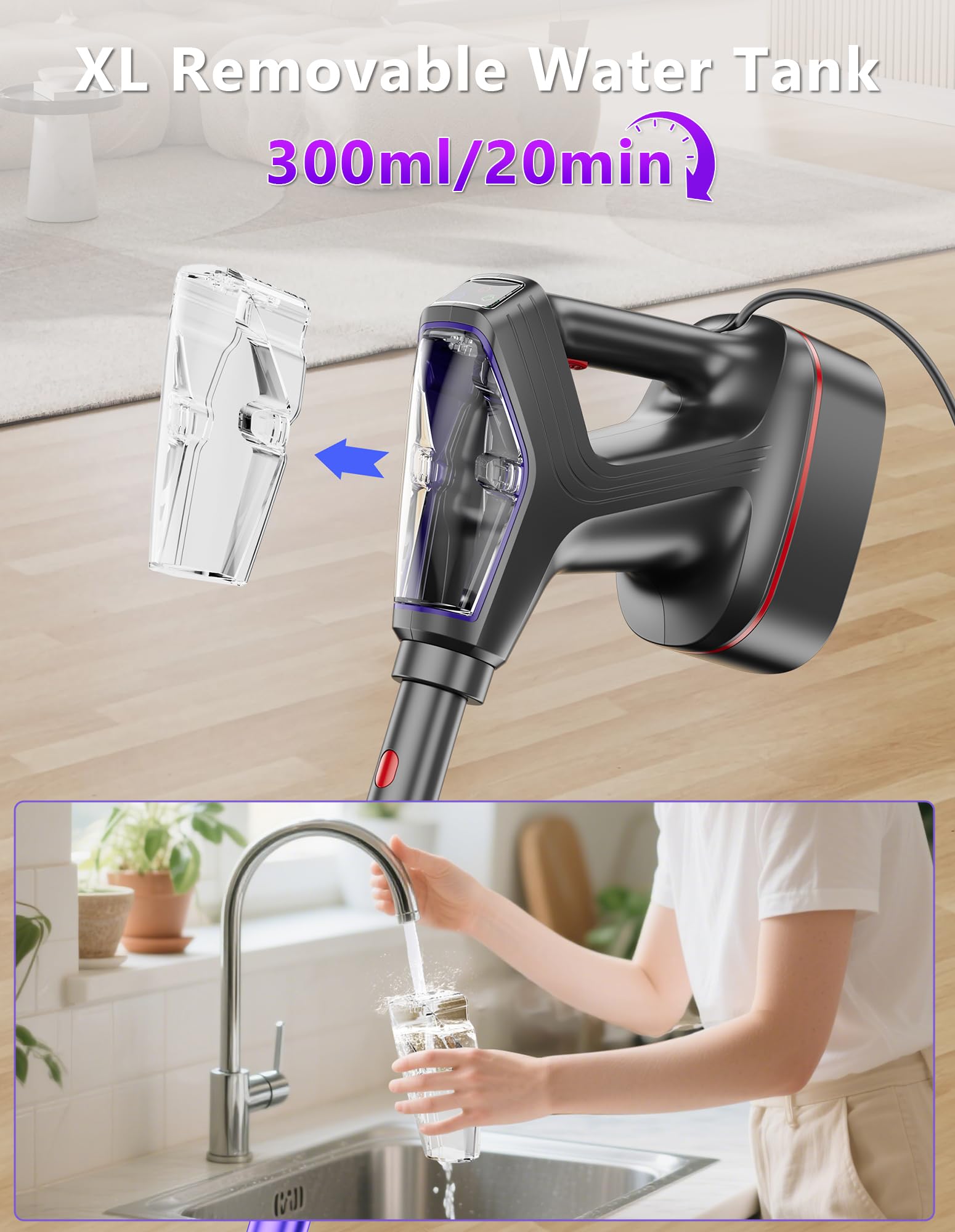 Mopa de vapor para limpieza de suelos, limpiador de vapor 29 en 1 resistente para el hogar con vaporizador de mano desmontable, para madera dura, azulejos, paredes, lechada, ventanas, muebles y