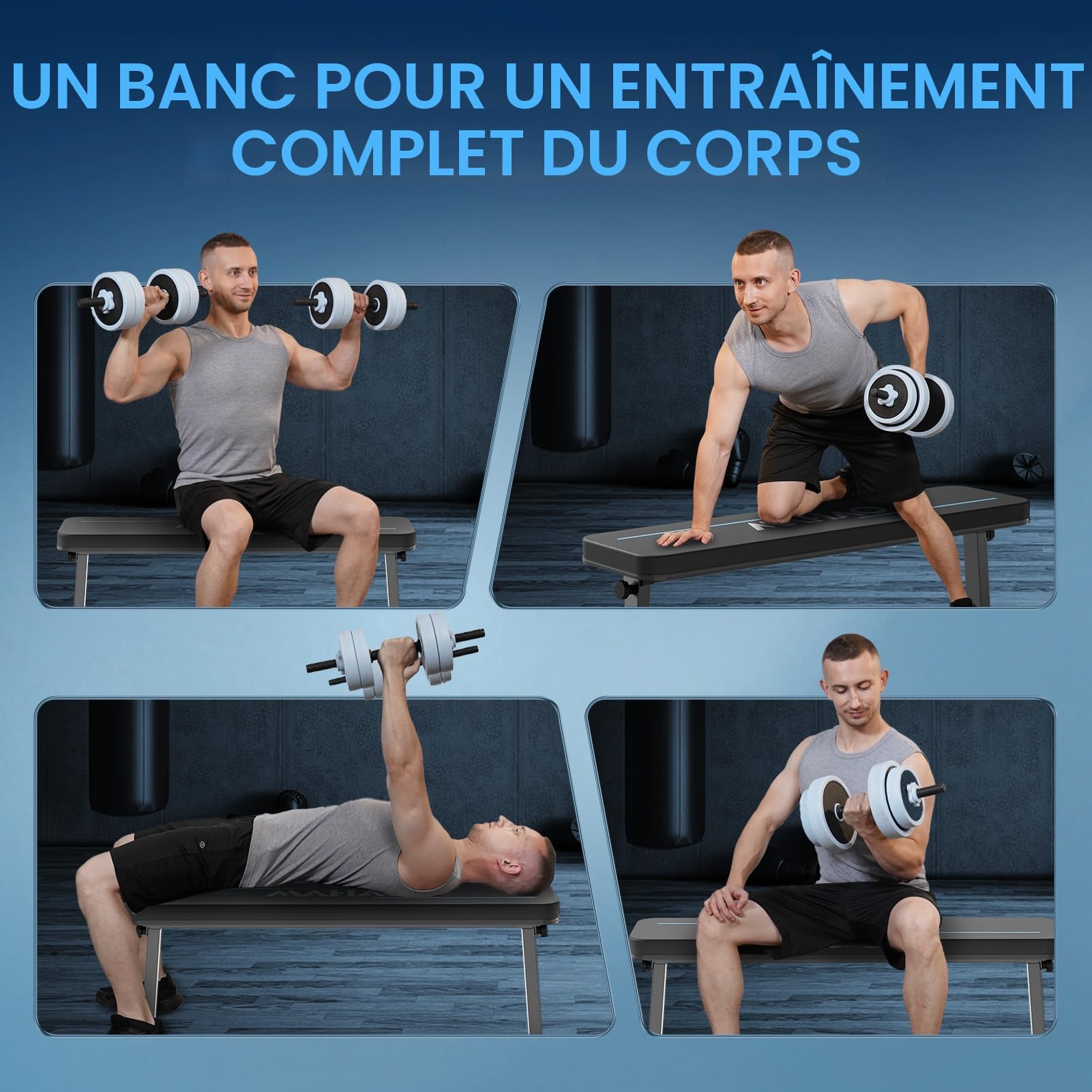 Banc de Musculation banc d'entraînement Pliant pour l'entraînement du Corps Entier à La Maison,Banc de fitness multiusage d'entraînement à domicile Plat