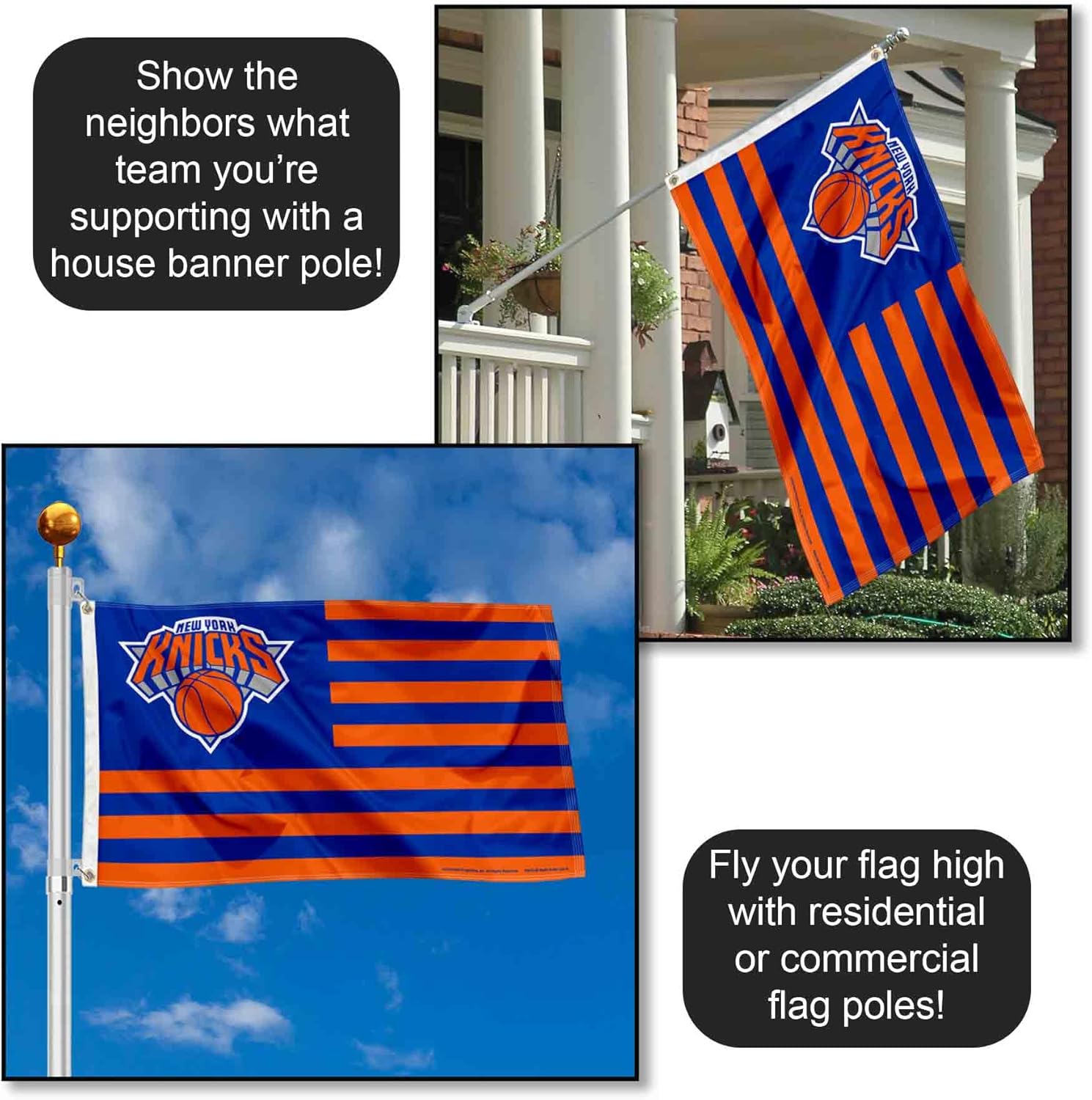 New York Knicks Americana Stripes Nation 3x5 Flag - Image 3