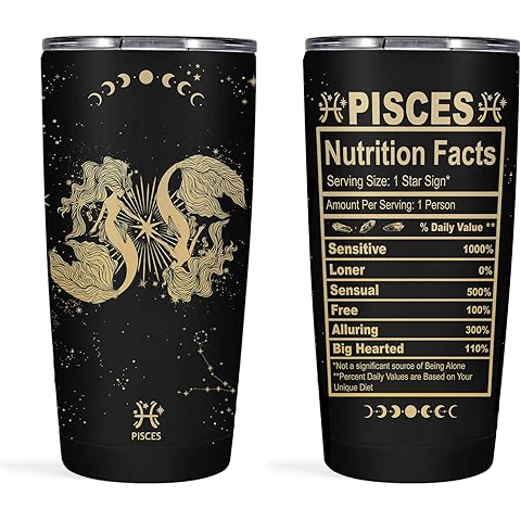 Pisces Gifts for Women - Zodiac Cup, 20 OZ Astrology Tumbler, Witchy Gothic Gifts, Stainless Steel Insulated Constellation Cup