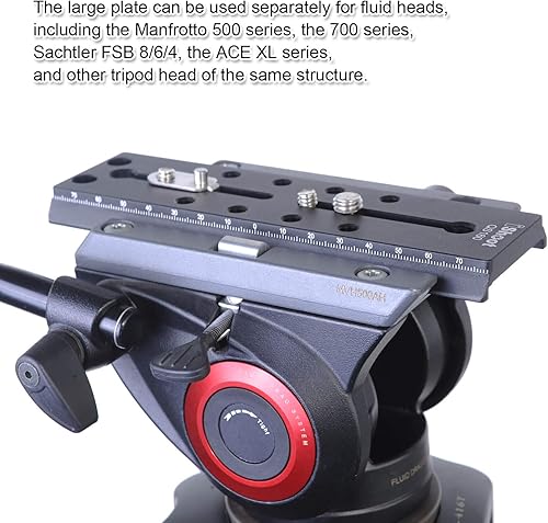 Miniatura 4 de iShoot Placa de liberación rápida para cámara, base de montaje QR compatible con trípode fluido, serie Manfrotto 500, serie 700 y Sachtler FSB