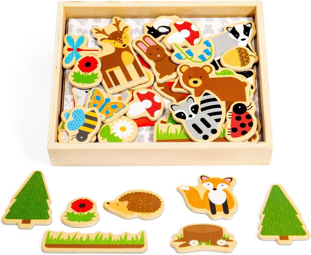 Bigjigs Toys Wooden Woodland Magnets - 35 Magnets
