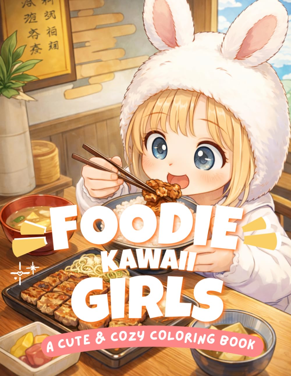 Foodie Kawaii Girls Coloring Book: A Cute and Cozy Coloring Book for Kids Ages 8–12 Featuring Adorable Girls and Delicious Food Scenes