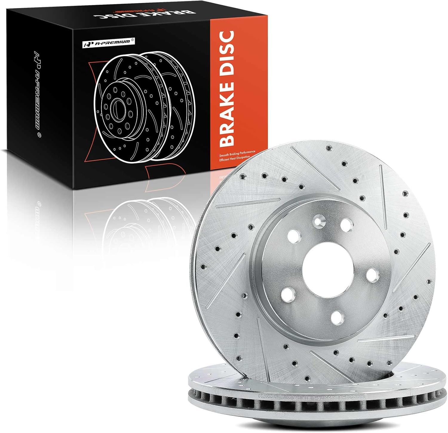 A-Premium 12.64 inch (321mm) Front Drilled and Slotted Disc Brake Rotors Compatible with Select Chevy, GMC, Saab and Buick Models - Equinox, Impala, Malibu, Camaro, Terrain, Regal, Allure, 2-PC Set