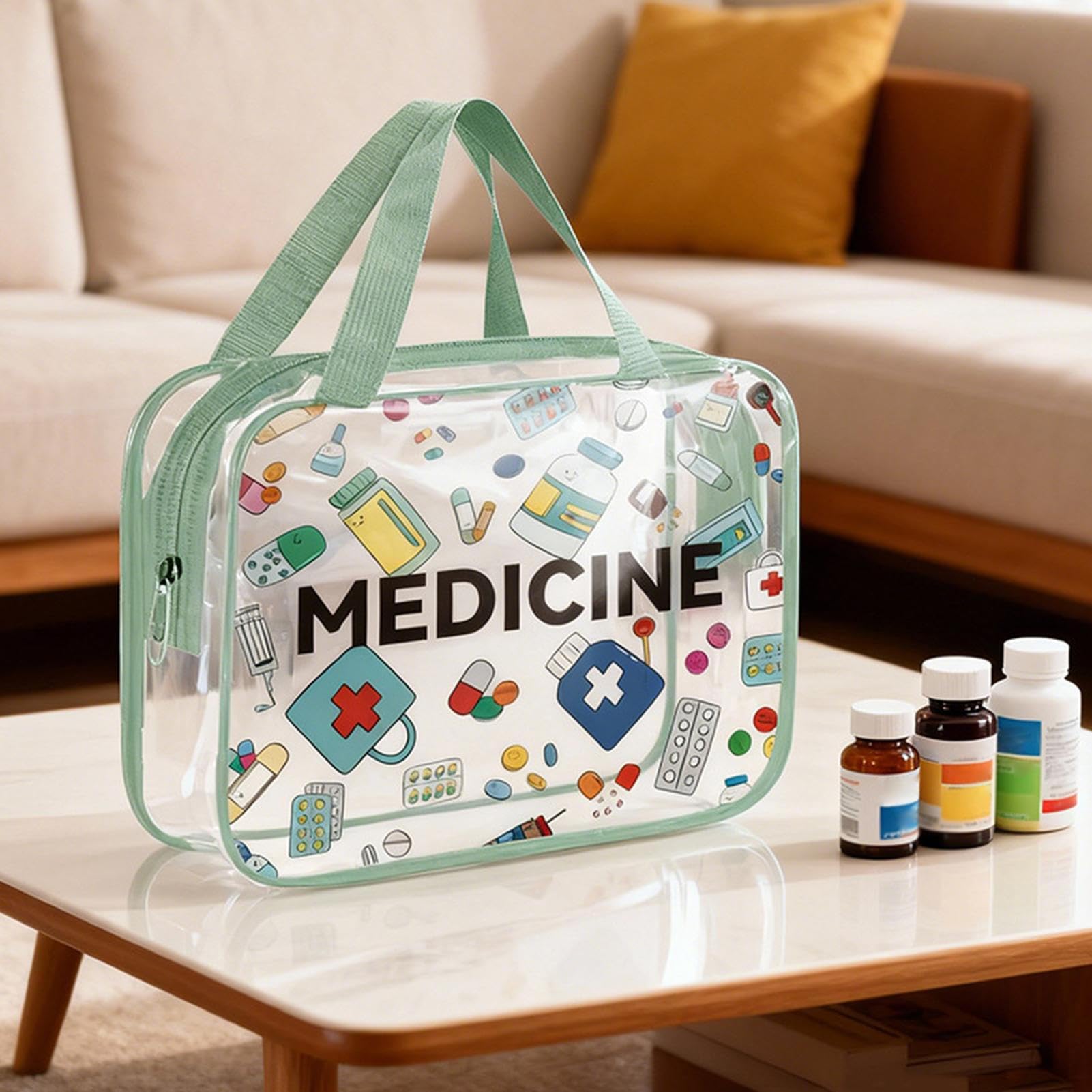 Bolsa de maquillaje transparente con cremallera de 4 piezas