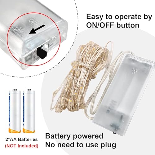 Miniatura 6 de Luces de Hadas con Batería Luces de Cadena Paquete de 6 20LED Alambre de Cobre Luciérnaga Luces Centelleantes Interior Impermeables para Navidad