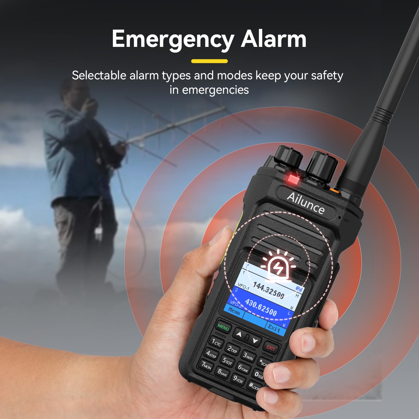 Retevis Ailunce HA1UV Ham Radio, Dwupasmowy, Dwukierunkowy, Wodoodporny IP67, Akumulator 2800 mAh, ładowalny przez USB-C Radiotelefon Amatorski do Ratownictwa, Wydarzenie Amatorskie w pliku (2 Szt.)