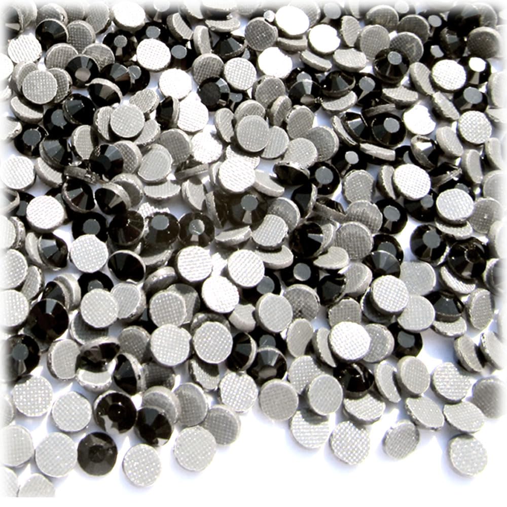 The Crafts Outlet 144-pc Iron On Heat induced Glue, Glass Rhinestones, 6mm (30ss) Medium - Charcoal Gray (Jet Hematite)