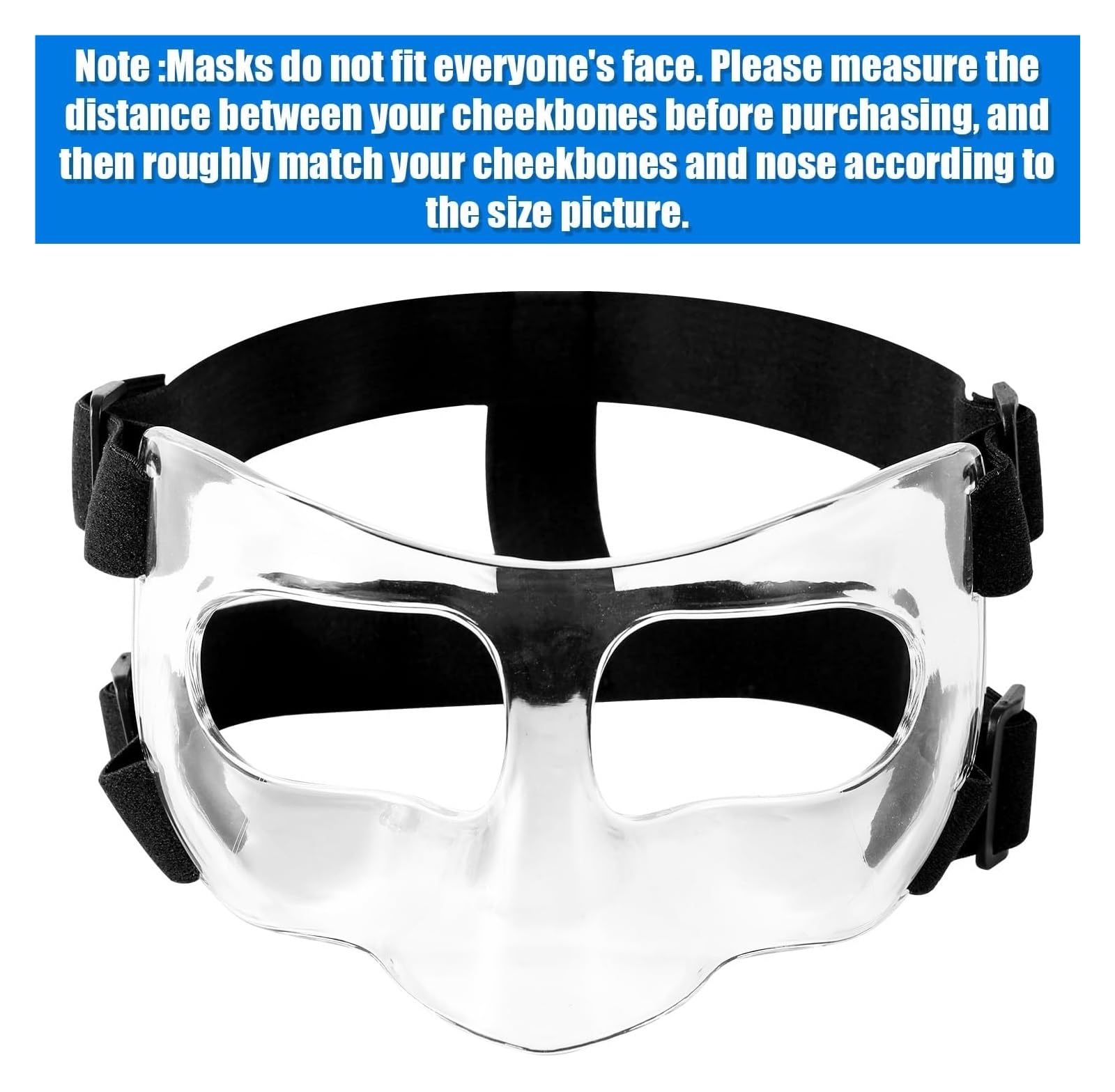 Máscara de Entrenamiento para Baloncesto Protector de Nariz Ajustable for Rota, máscara Deportiva protección Facial Transparente Transpirable for Baloncesto y fútbol