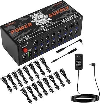 SPS X-Hub Guitar Pedal Power Supply, 16 Outputs, 9V/12V/18V | 16 independent outputs for 100mA-300mA effects pedals; short-circuit protection, noiseless design, 5V 1A USB port