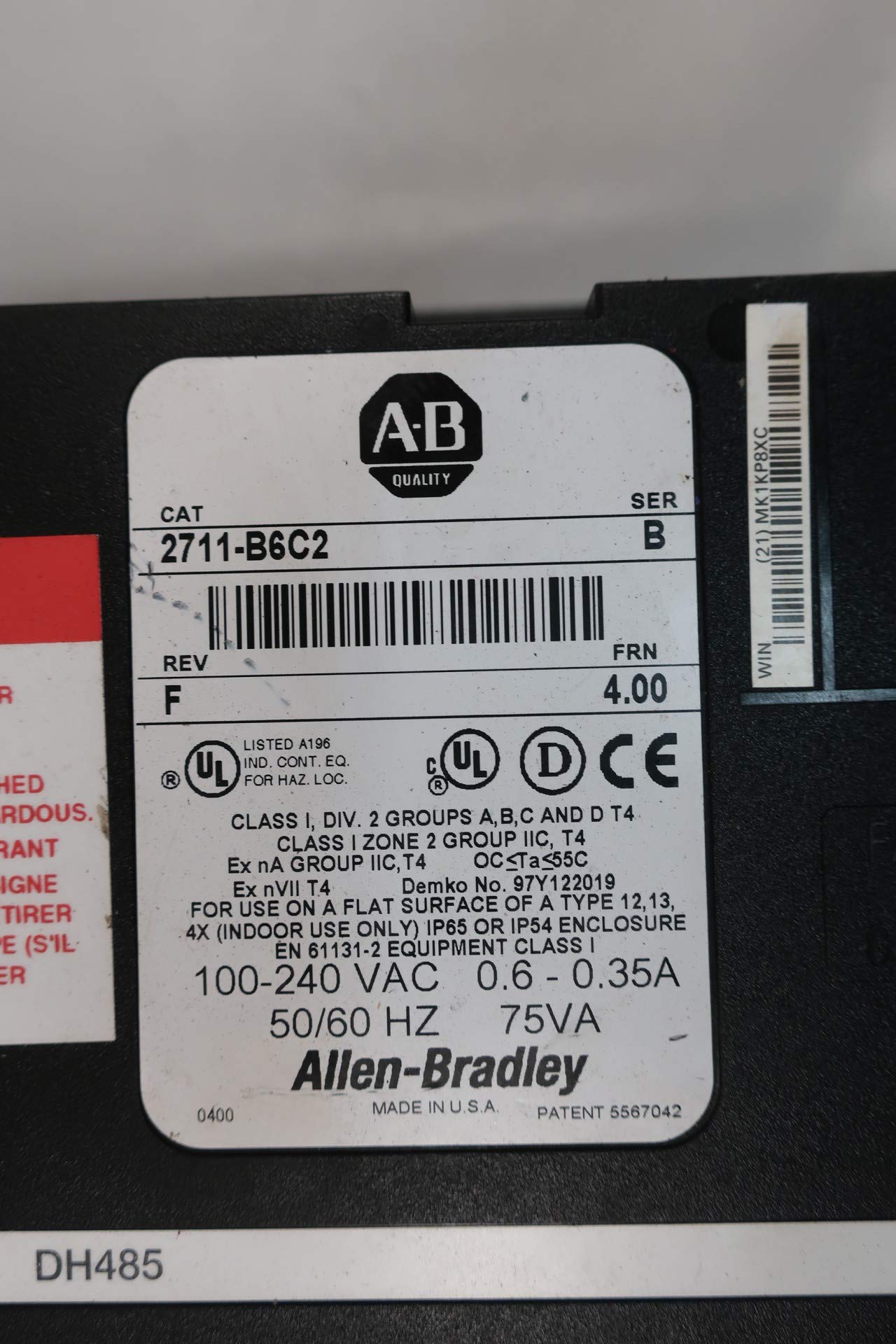 ALLEN BRADLEY 2711-B6C2 PANELVIEW 600 Standard Terminal 100-240V