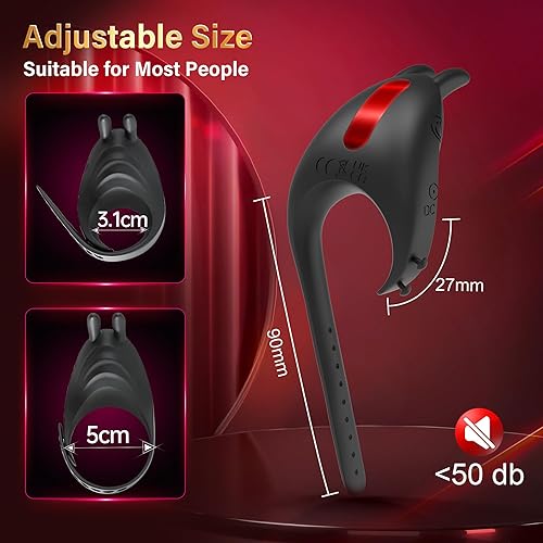 Miniatura 3 de Anillo de pene vibratorio para hombres, anillo vibratorio para el pene de tamaño ajustable, juguetes sexuales masculinos, estimulador de clítoris