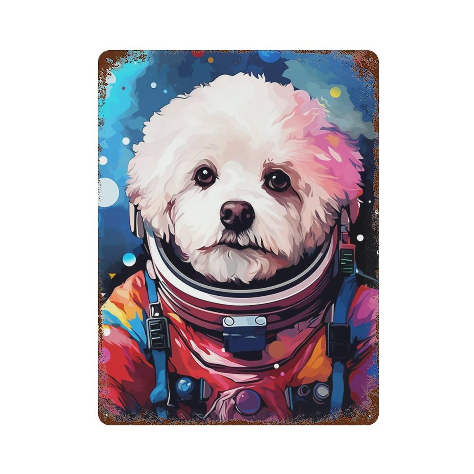 Space Pup Adventure -25 Vintage Metal Tin Sign 15.7"x11.8", Ideal for Living Room, Hallway And Home Decor