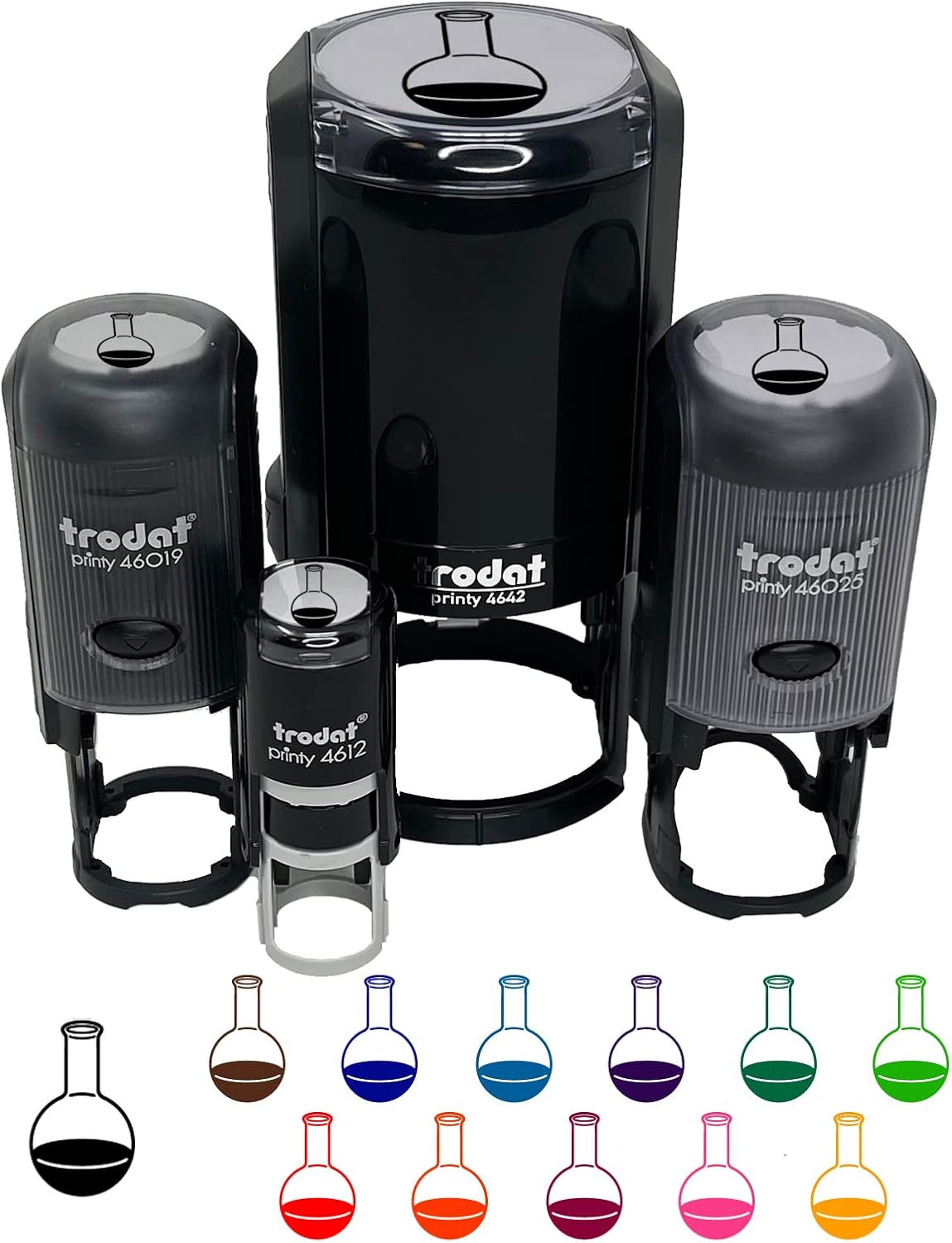 Glass Boiling Flask Chemistry Science Self-Inking Rubber Stamp Ink Stamper for Stamping Crafting Planners - 1-1/2 Inch Large - Blue Ink