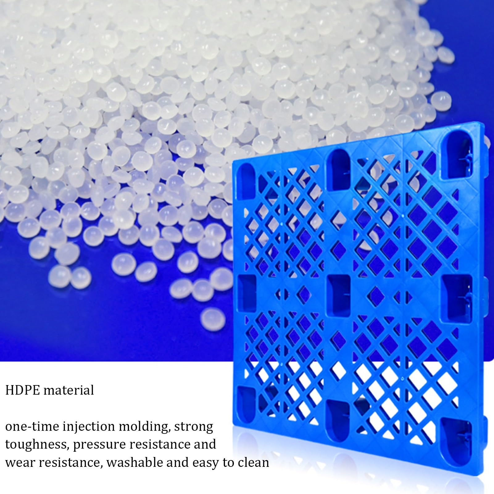 Set Di 6 Pallet In Plastica HDPE/PP – 60x40x10 Cm, Rettangolari, Carico Fino A 100 Kg Ciascuno, Per Magazzini E Logistica, Colore Blu