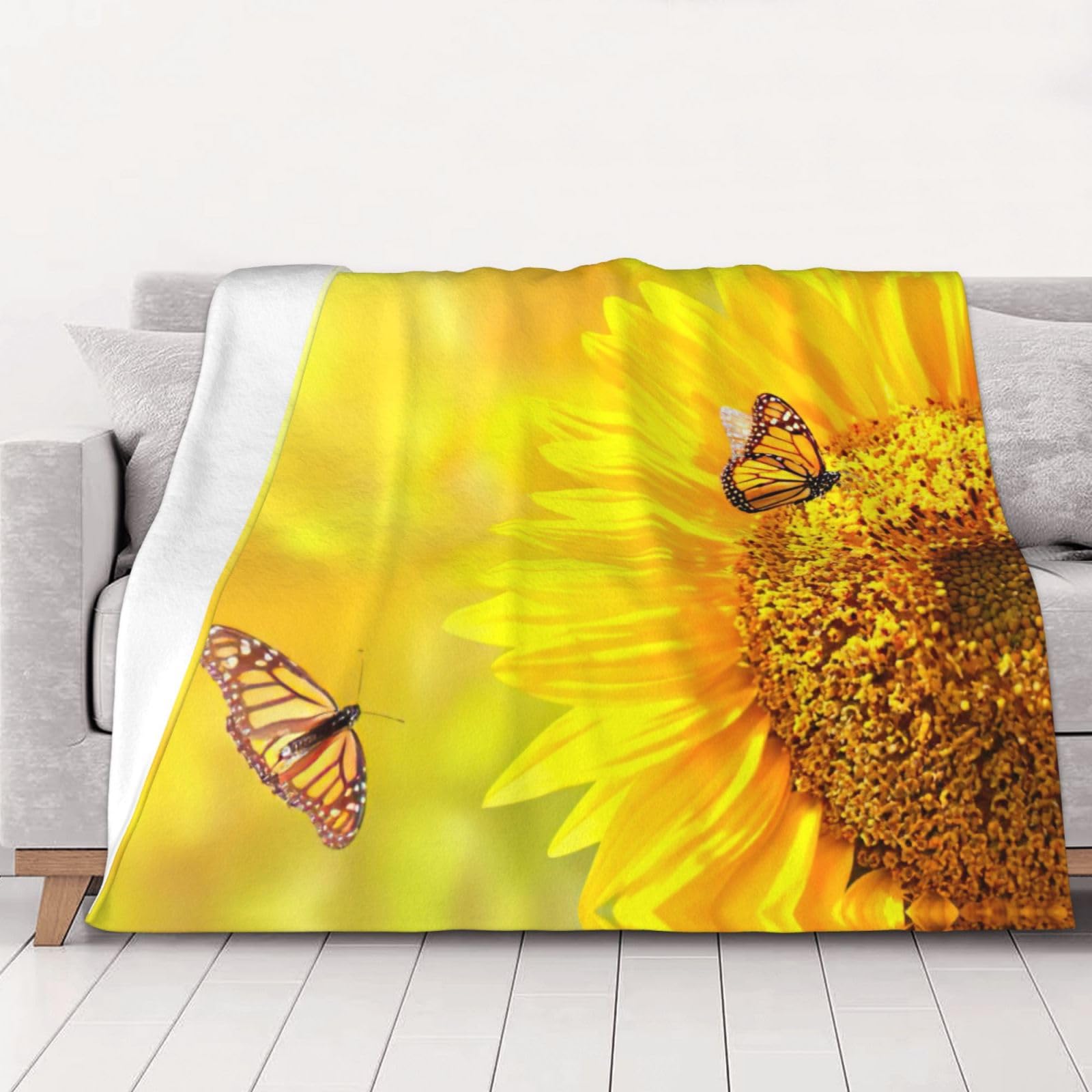 Couverture flanelle légère anti-froid pour voiture ou canapé plaid souple tournesol