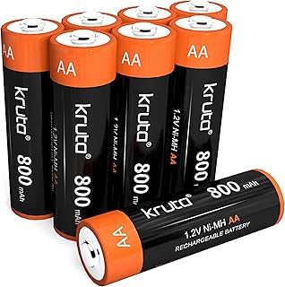 Kruta NiMH Rechargeable AA Batteries, 1.2V 800mAh Rechargeable AA Solar Batteries for Outdoor Solar Lights and Household D...