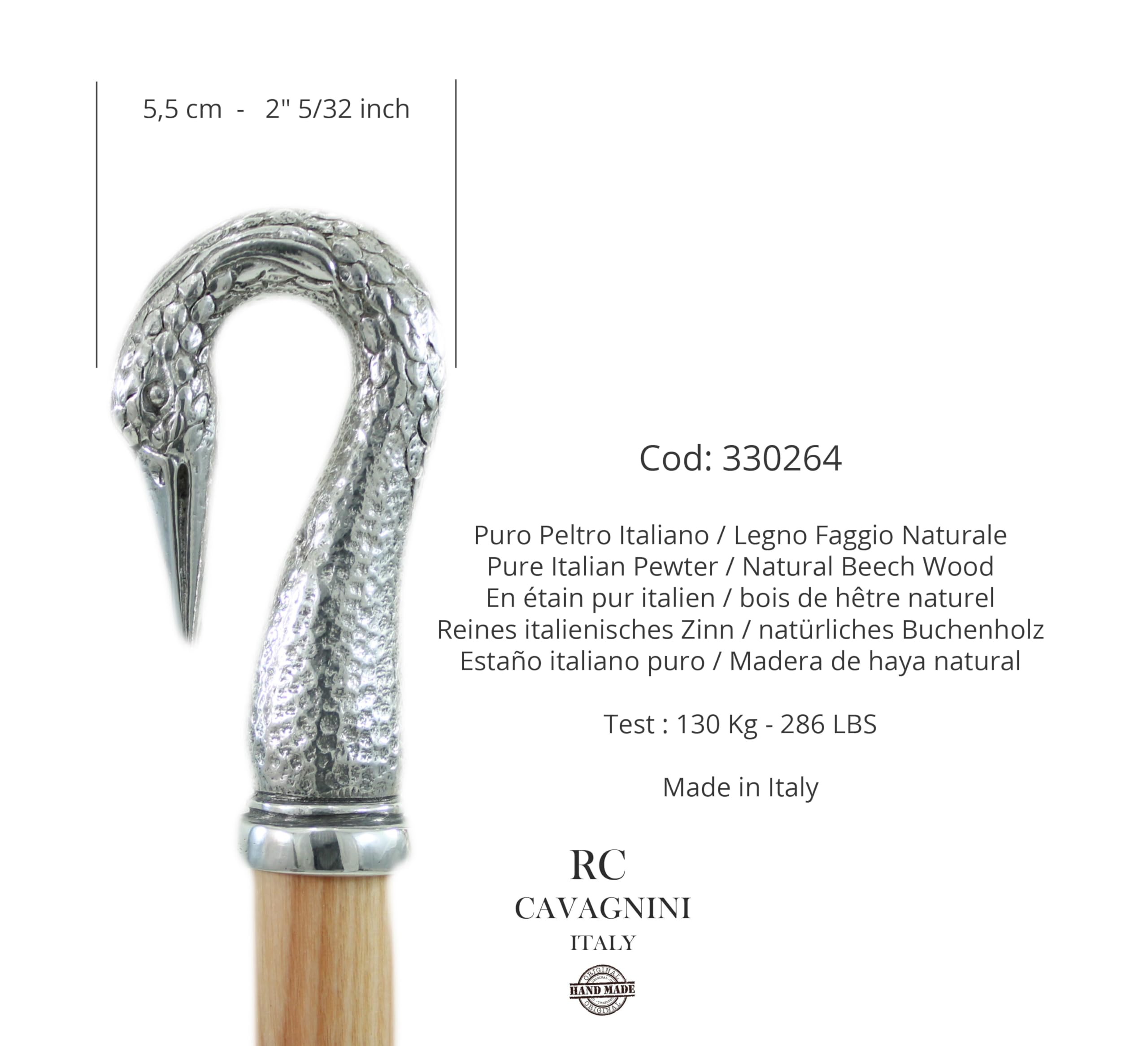 Bastone da Passeggio Robusto CAVAGNINI, Asta in Legno di Faggio, Personalizzabile con Incisione Nome, Artigianale Made in Italy, Fatto a Mano in Italia, Ideale per Uomo e Donna, Adatto ad Anziani.