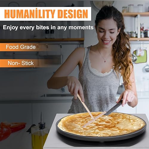 Miniatura 3 de Máquina eléctrica comercial de crepé, 3000 W, 110 V, máquina eléctrica para panqueques y crepas, temperatura ajustable de 15.7 pulgadas, 122.0-572.0