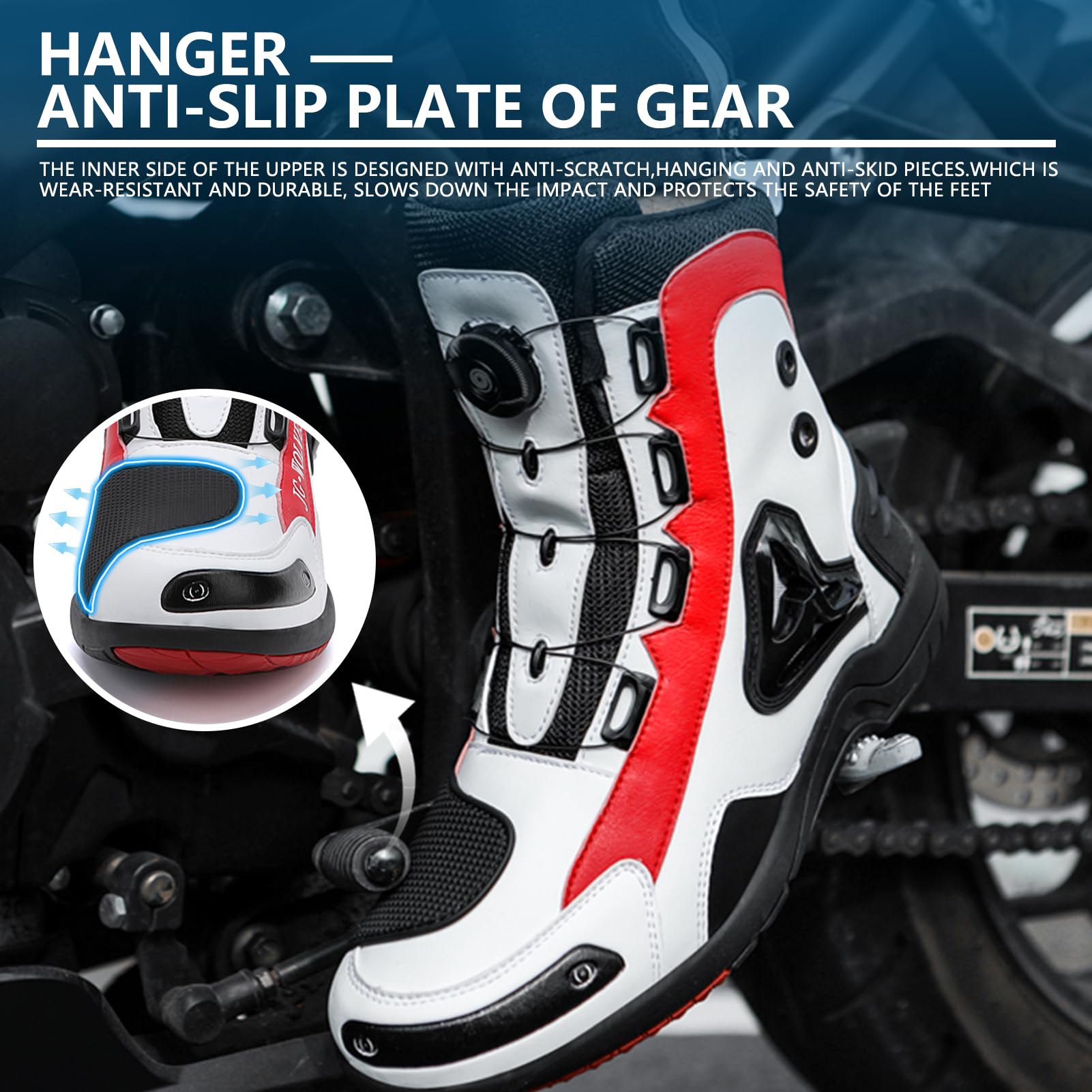 Moto Zapatos de Moto para Hombre Zapatos de Calle Reforzados Protección contra Golpes de Moto Suela Antideslizante Botas Deportivas cómodas para Carreras y Turismo
