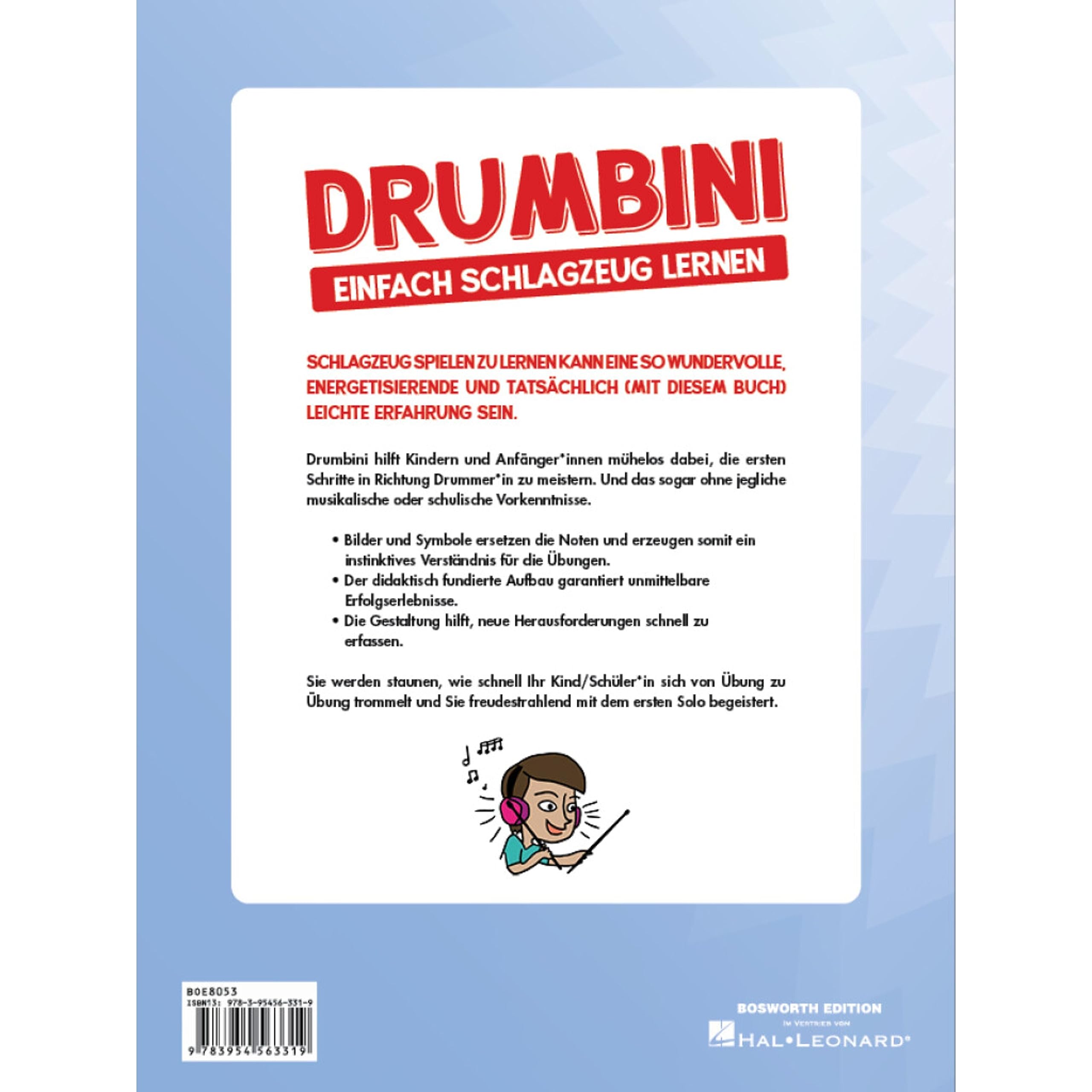 Drumbini: Einfach Schlagzeug lernen | Schlagzeug ohne Noten lernen mit visuellen Symbolen | Songbook mit Schritt-für-Schritt-Lehrbuch für Percussion zum Üben zu Hause und für den Unterricht